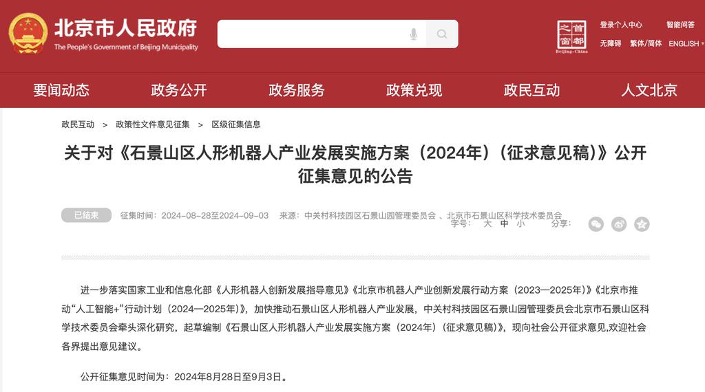 北京,冲刺人形机器人第一城