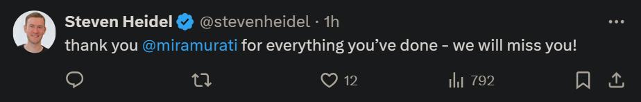 OpenAI CTO Mira Murati离职，高层动荡继续
