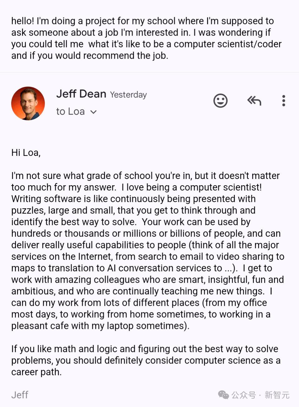 Jeff Dean亲授职业秘籍,力荐计算机,编码改变全世界