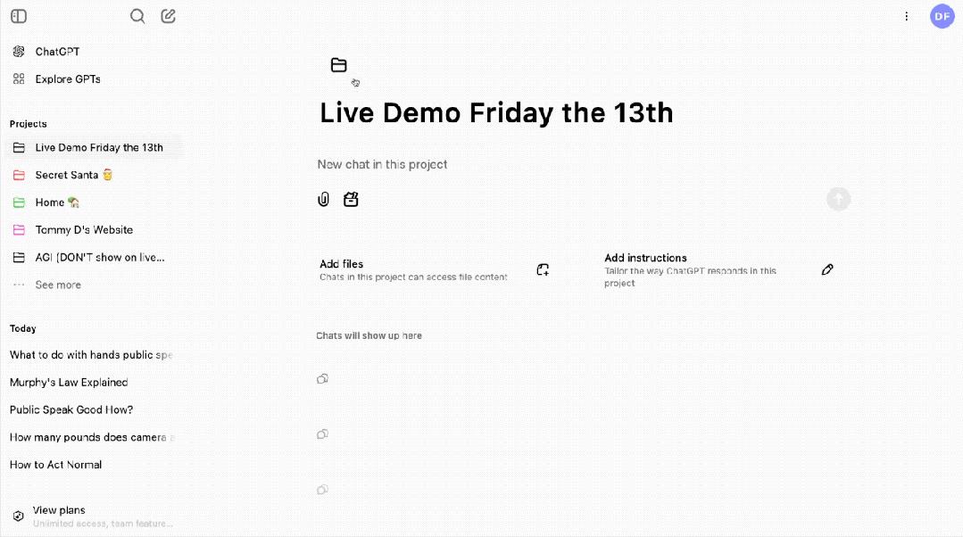 ChatGPT终于也推出Projects功能,却故意露出一个“AGI”的项目
