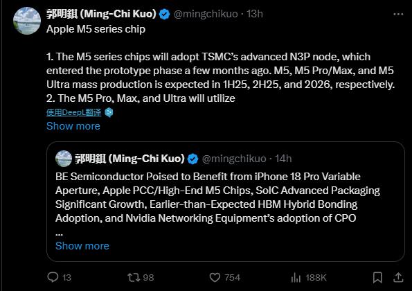 苹果M5芯片来了,制程优化小、封装升级大,Mac又能再战几年?