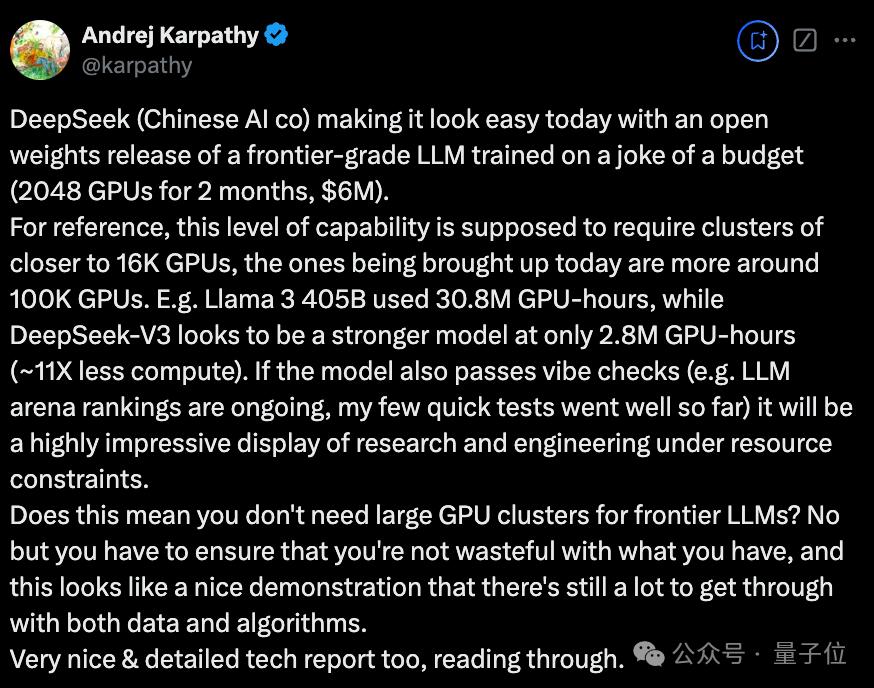 国产之光DeepSeek把AI大佬全炸出来了,671B大模型训练只需此前算力1/10,细节全公开