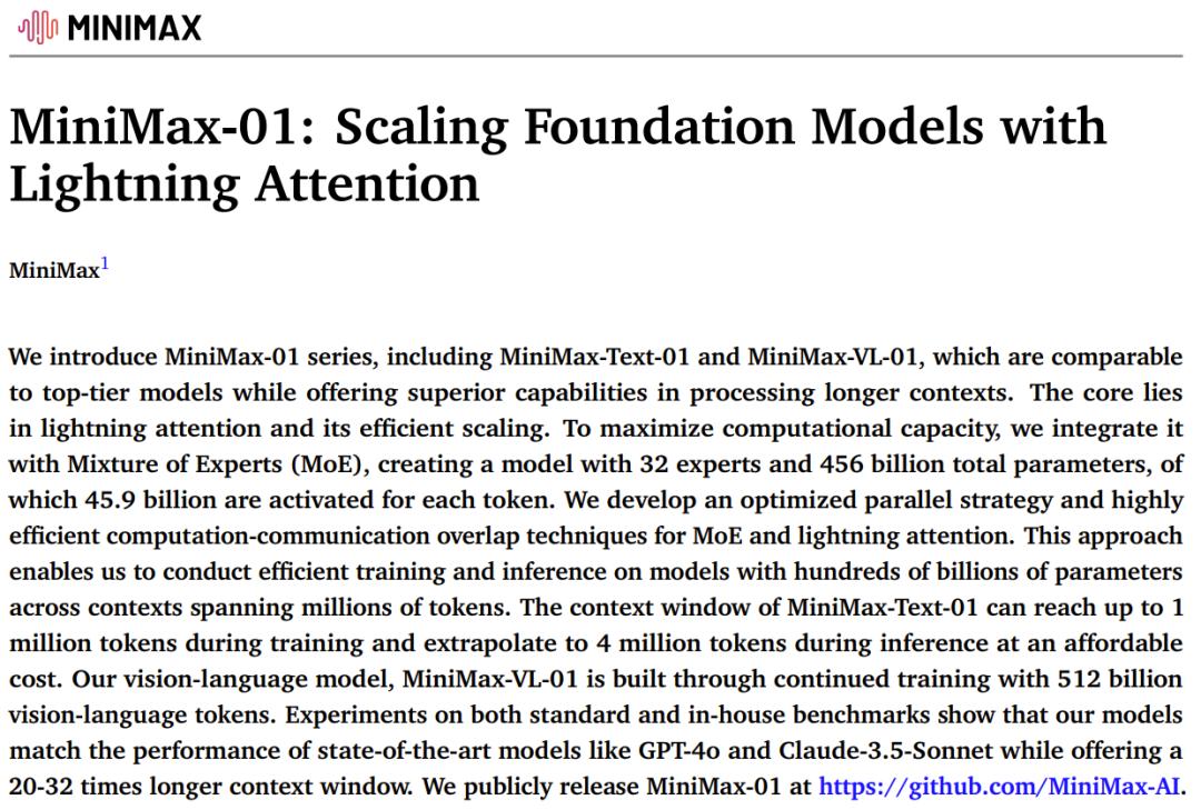 MiniMax震撼开源,突破传统Transformer架构,4560亿参数,支持400万长上下文