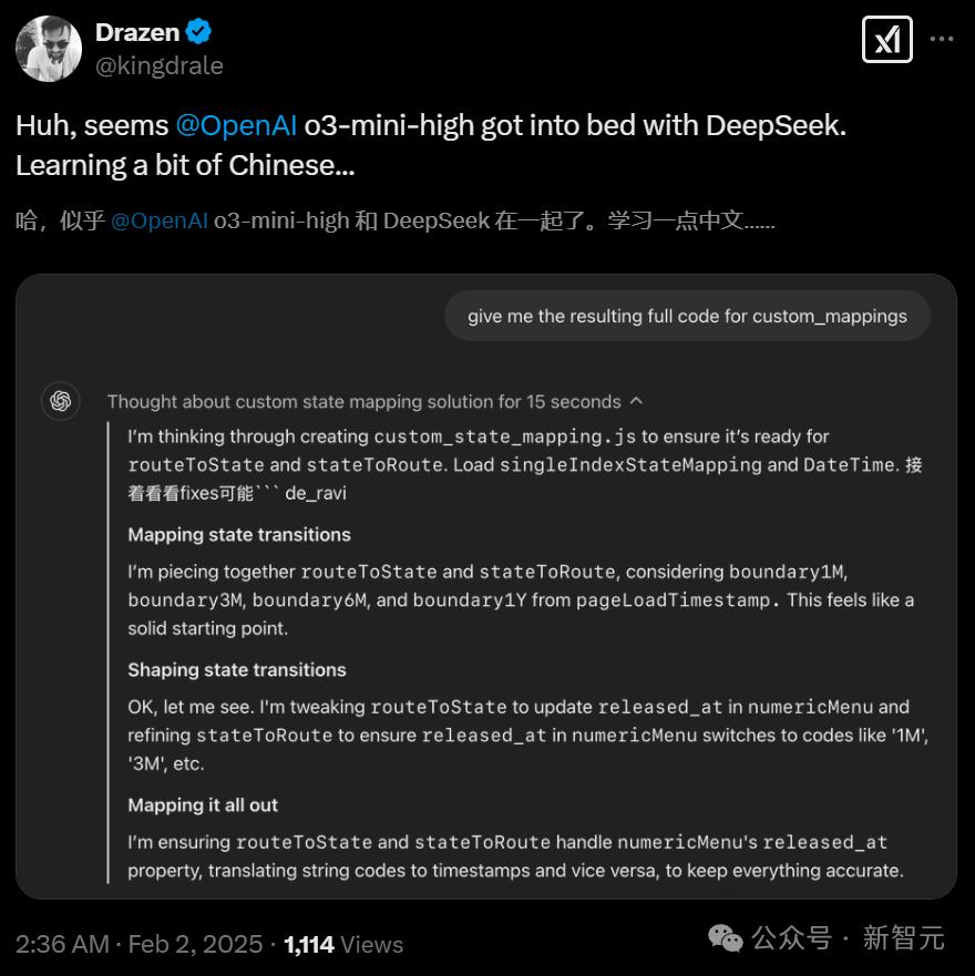 OpenAI o3-mini被曝大量使用中文推理,全世界AI都要学中国话了?